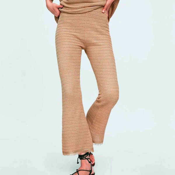 pant za autumn camel color knitted long women elastic waist flared trousers tassels rough ees casual chic lady pants femme, Black;white
pant za autumn camel color knitted long women elastic waist flared trousers tassels rough ees casual chic lady pants femme, Black;white