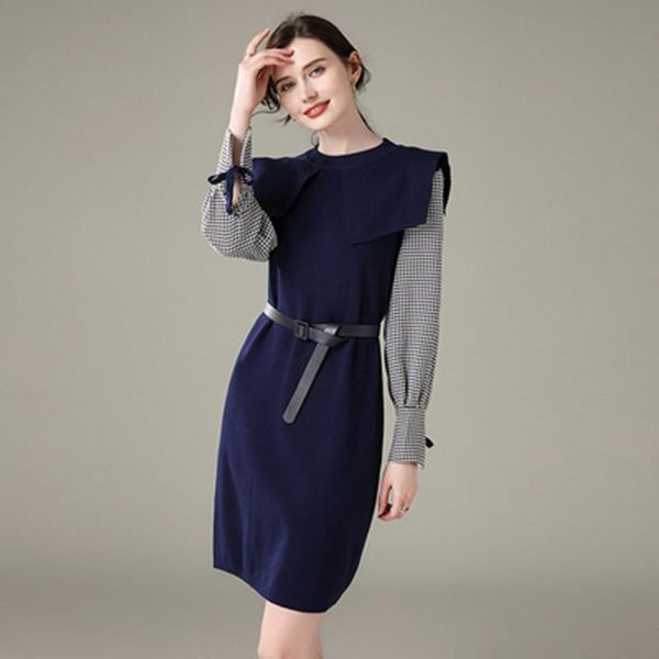 fashion women elegant knitting dress spring designer lady sweater patchwork lattice long sleeves simple casual dresses, Black;gray
fashion women elegant knitting dress spring designer lady sweater patchwork lattice long sleeves simple casual dresses, Black;gray