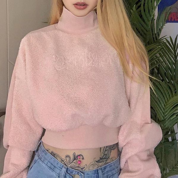 winter women's solid color slim long sleeve high collar lamb sweatshirt women crop crewneck hoodies & sweatshirts, Black
winter women's solid color slim long sleeve high collar lamb sweatshirt women crop crewneck hoodies & sweatshirts, Black