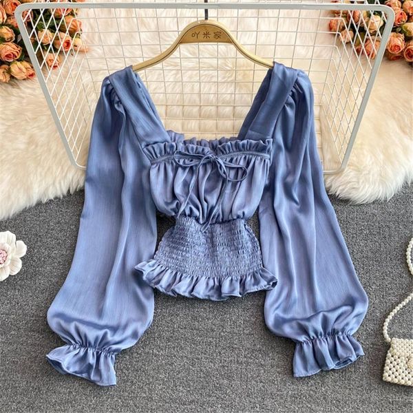 women's blouses & shirts autumn korean fashion women sweet kawaii crop solid folds blouse long sleeve female shirt woman clothing 2021, White
women's blouses & shirts autumn korean fashion women sweet kawaii crop solid folds blouse long sleeve female shirt woman clothing 2021, White