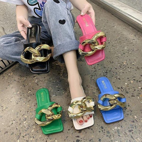 women's summer metal chain slippers ladies fashion flat casual shoes female footwear plus size 2021 zapatillas de casa, Black
women's summer metal chain slippers ladies fashion flat casual shoes female footwear plus size 2021 zapatillas de casa, Black