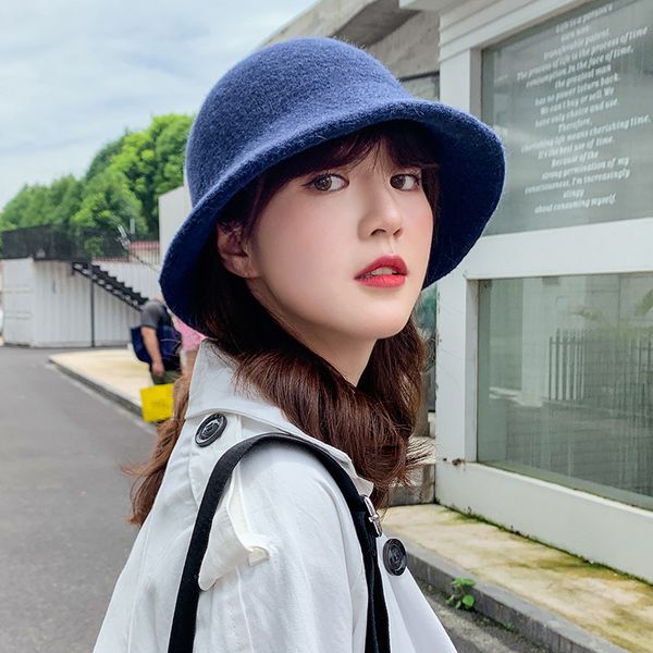 wool hat women autumn and winter korean fashion versatile bell shaped wool fisherman's hat black wool winter british bucket hat, Blue;gray
wool hat women autumn and winter korean fashion versatile bell shaped wool fisherman's hat black wool winter british bucket hat, Blue;gray