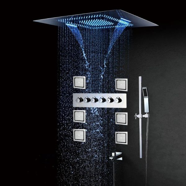 luxurious large rain shower systems led set recessed waterfall head bathroom faucets bath mixer tap thermostatic sets
luxurious large rain shower systems led set recessed waterfall head bathroom faucets bath mixer tap thermostatic sets