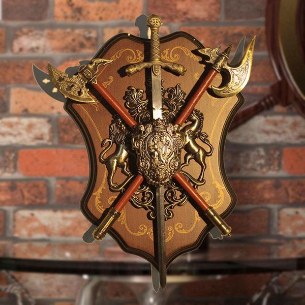 decorative objects & figurines european style wrought iron wall hanging shield with sword axe cafe bar home decorations pendant retro decora
decorative objects & figurines european style wrought iron wall hanging shield with sword axe cafe bar home decorations pendant retro decora