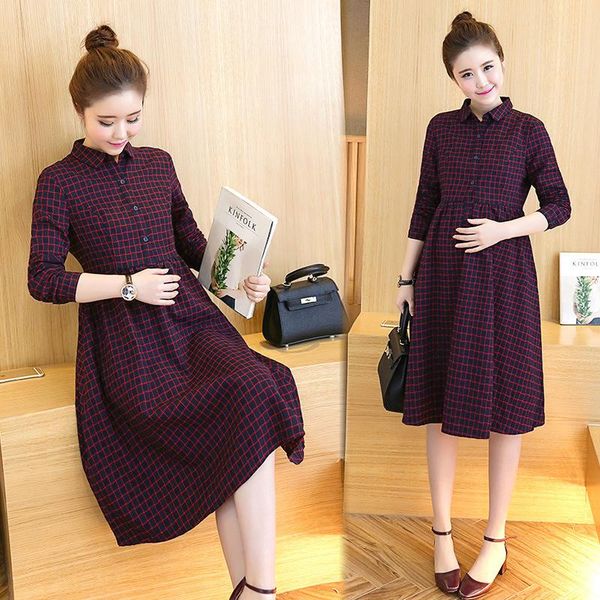 maternity dress clothes literary plaid loose skirt high waist mid-length blouse dresses, White
maternity dress clothes literary plaid loose skirt high waist mid-length blouse dresses, White