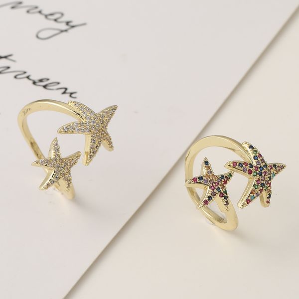 new men/women ring fashion luxury jewelry copper micro inlaid zircon 18k gold open couple starfish pentagram creative tail male, Silver
new men/women ring fashion luxury jewelry copper micro inlaid zircon 18k gold open couple starfish pentagram creative tail male, Silver
