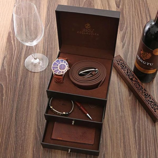 wristwatches men luxury gift box set fashion business watch leather wallet belt men's bracelet keychain ballpoint pen suit present for, Slivery;brown
wristwatches men luxury gift box set fashion business watch leather wallet belt men's bracelet keychain ballpoint pen suit present for, Slivery;brown