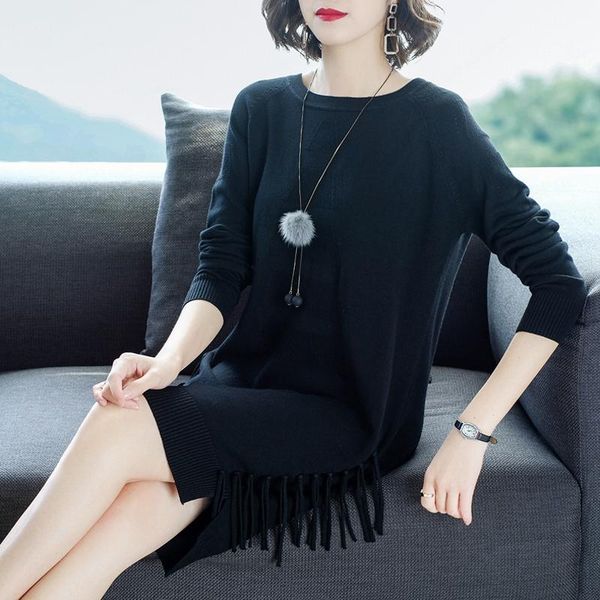 casual dresses 2021 autumn winter knitted dress women fashion o-neck loose sweater plus size tassel, Black;gray
casual dresses 2021 autumn winter knitted dress women fashion o-neck loose sweater plus size tassel, Black;gray