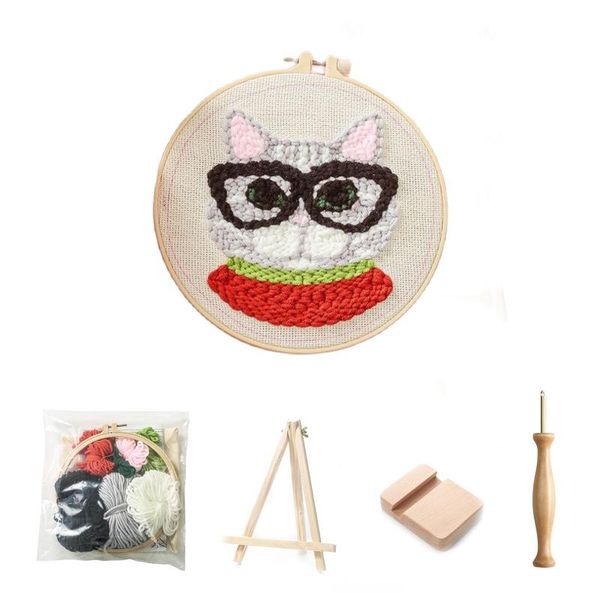 cartoon cat diy punch needle embroidery kit with hoop needlework cross stitch for beginner handicrafts painting sewing art craft other arts
cartoon cat diy punch needle embroidery kit with hoop needlework cross stitch for beginner handicrafts painting sewing art craft other arts