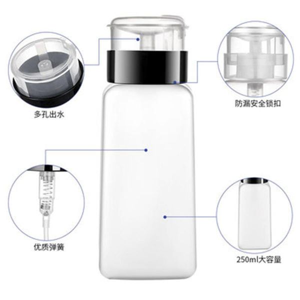 storage bottles & jars 50/150/180/250ml empty press makeup remover cleaner manicure tool with lock nail bottle pump dispenser plastic portab
storage bottles & jars 50/150/180/250ml empty press makeup remover cleaner manicure tool with lock nail bottle pump dispenser plastic portab