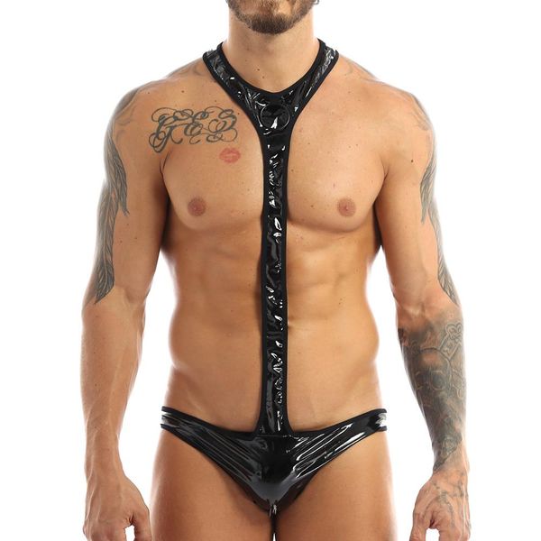Men Black Wet Look Faux Leather Open Butt Mankini Briefs Jockstrap Hot Sexy Male Gay Bondage Underwear with Metal O-ring, Black;white
Men Black Wet Look Faux Leather Open Butt Mankini Briefs Jockstrap Hot Sexy Male Gay Bondage Underwear with Metal O-ring, Black;white