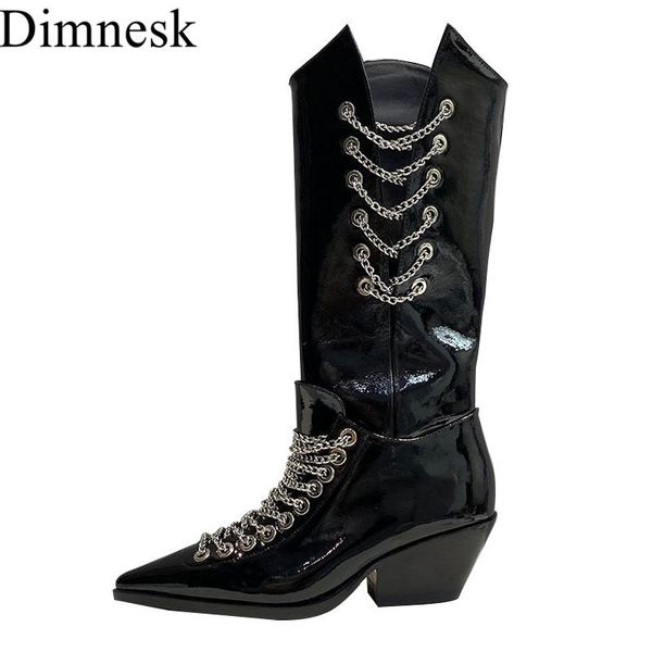 boots runway metal chain hollow out knee high women shiny leather chunky heel shoes handsome western knight long booties, Black
boots runway metal chain hollow out knee high women shiny leather chunky heel shoes handsome western knight long booties, Black