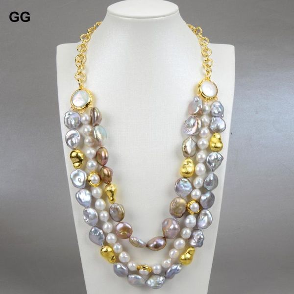 20'' 3 strands natural genuine white keshi pearl gray purple coin necklace cz pendant for women chains, Silver
20'' 3 strands natural genuine white keshi pearl gray purple coin necklace cz pendant for women chains, Silver