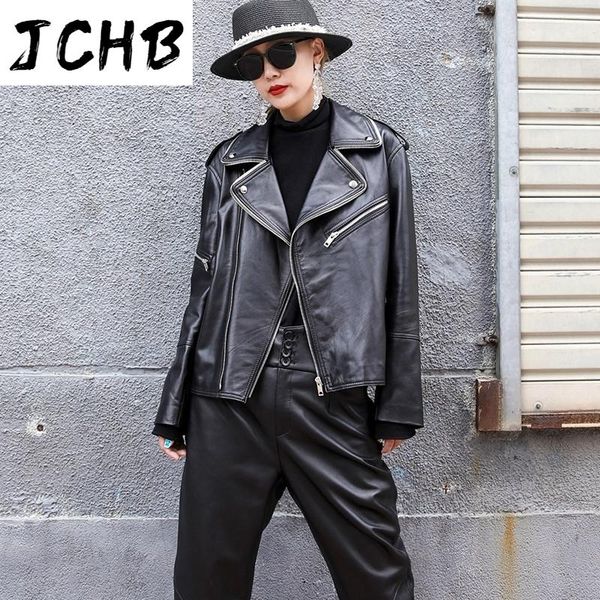 women's leather & faux jchb 2021 genuine jacket women motorcycle sheepskin coat female short coats and jackets spring autumn mujer chaq, Black
women's leather & faux jchb 2021 genuine jacket women motorcycle sheepskin coat female short coats and jackets spring autumn mujer chaq, Black