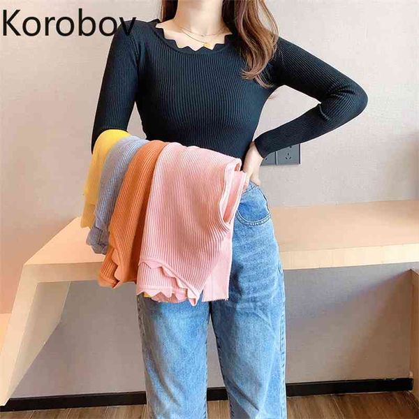 korobov vintage solid women sweaters korean elegant solid sueter mujer new long sleeve pullovers jumper femme 210430, White;black
korobov vintage solid women sweaters korean elegant solid sueter mujer new long sleeve pullovers jumper femme 210430, White;black