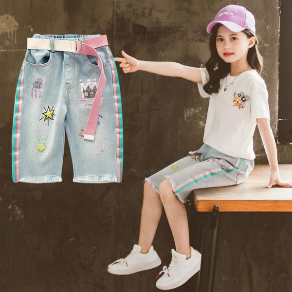 jeans toddler girl teenage denim girls clothing 14 years embroidery summer thin section with belt, Blue
jeans toddler girl teenage denim girls clothing 14 years embroidery summer thin section with belt, Blue