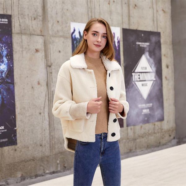 women's fur & faux winter coats 2021 female solid fashion slim coat ladies lamb turn-down collar casual jackets xk2-108, Black
women's fur & faux winter coats 2021 female solid fashion slim coat ladies lamb turn-down collar casual jackets xk2-108, Black