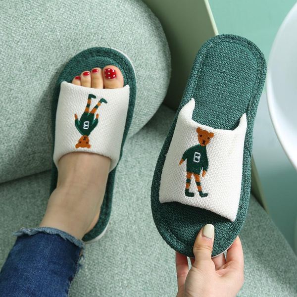 women casual indoor home slippers soft linen slides flip flops female couple cartoon, Black
women casual indoor home slippers soft linen slides flip flops female couple cartoon, Black