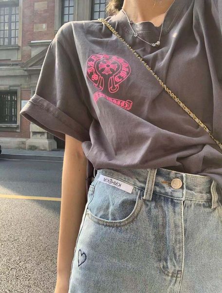 crosin chrome heart ch crosin summer pink grey short sleeve t "loose crew neck for lovers, White
crosin chrome heart ch crosin summer pink grey short sleeve t "loose crew neck for lovers, White