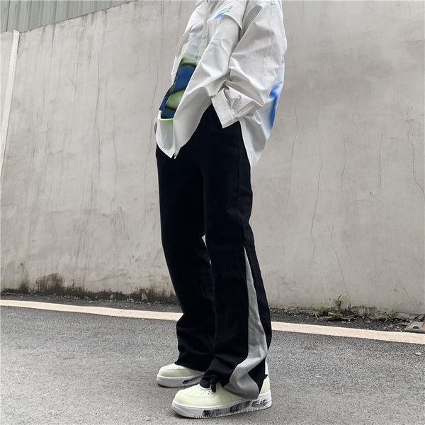 men's pants original color block elastic waist straight casual mens high street oversize loose track hip hop spliced trousers, Black
men's pants original color block elastic waist straight casual mens high street oversize loose track hip hop spliced trousers, Black