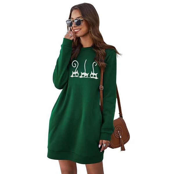 casual dresses women's mini dress autumn cat pattern print long sleeve o-neck pullover female fashion sweatshirt vestido, Black;gray
casual dresses women's mini dress autumn cat pattern print long sleeve o-neck pullover female fashion sweatshirt vestido, Black;gray