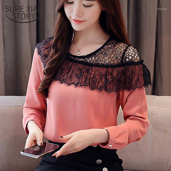 lace splice ladies camisas mujer 2021 fashion chiffon blouse women solid long sleeve shirt o-neck pullover 8652 50 women's blouses & s, White
lace splice ladies camisas mujer 2021 fashion chiffon blouse women solid long sleeve shirt o-neck pullover 8652 50 women's blouses & s, White