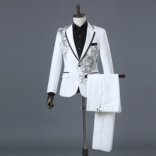 men's suits & blazers mens suit blazer and pants applique luxurious fashion jacket collar trousers black nightclub stage costume 2xl 20, White;black
men's suits & blazers mens suit blazer and pants applique luxurious fashion jacket collar trousers black nightclub stage costume 2xl 20, White;black
