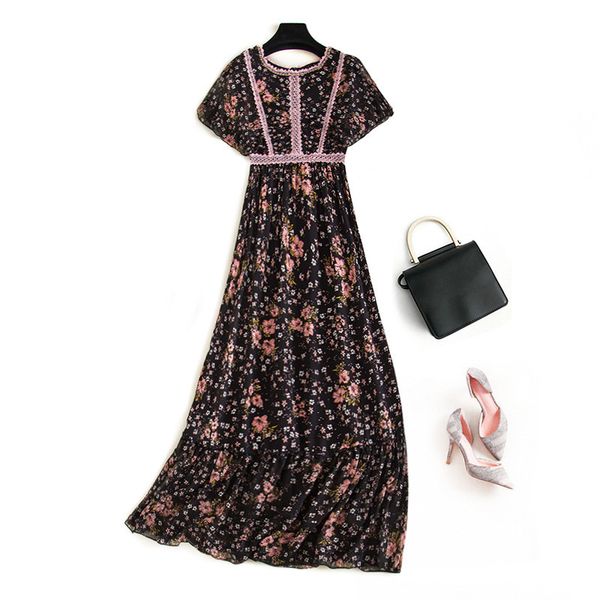 dresses summer women lace patchwork printed short sleeve long dresses ladies elegant o-neck dress jc313, Black;gray
dresses summer women lace patchwork printed short sleeve long dresses ladies elegant o-neck dress jc313, Black;gray
