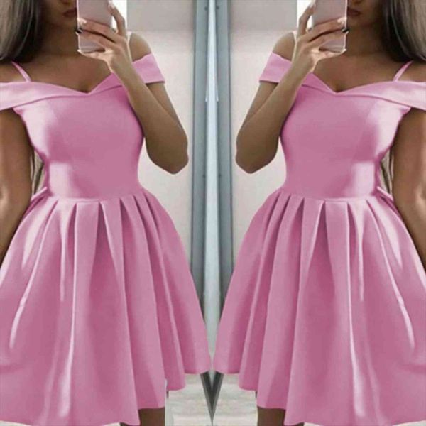 solid color pleated womens dress off shoulder mini partywear spring, Black;gray
solid color pleated womens dress off shoulder mini partywear spring, Black;gray