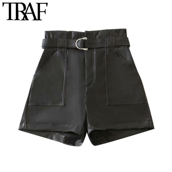 traf women chic fashion with belt faux leather shorts vitnage high waist zipper fly pockets female short pants mujer 210415, White;black
traf women chic fashion with belt faux leather shorts vitnage high waist zipper fly pockets female short pants mujer 210415, White;black