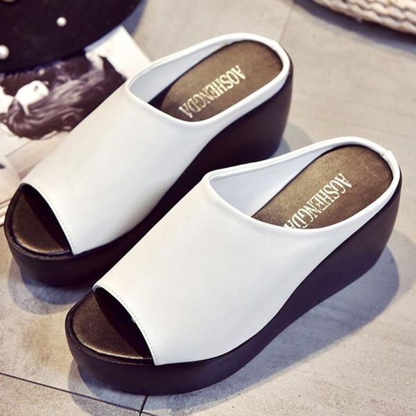 fashion women sandals platform wedge pu leather mules open toe slides shoes summer large size solid black white slippers
fashion women sandals platform wedge pu leather mules open toe slides shoes summer large size solid black white slippers