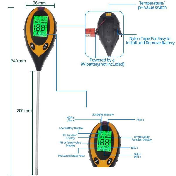 meters 4 in1 plant soil ph meter moisture tester light analyzer temperature sunlight intensity measurement analysis acidity dr
meters 4 in1 plant soil ph meter moisture tester light analyzer temperature sunlight intensity measurement analysis acidity dr