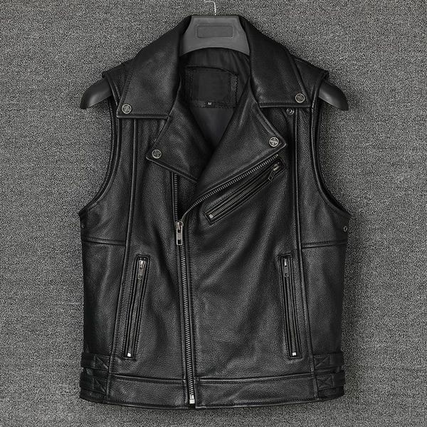 men's vests genuine cowhide leather vest oblique zipper motorcycle biker stand collar sleeveless jackets waistcoat, Black;white
men's vests genuine cowhide leather vest oblique zipper motorcycle biker stand collar sleeveless jackets waistcoat, Black;white