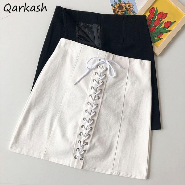 skirts summer high waist women solid black white mini-skirt elegant cross lace-up designs hip a-line office ladies leisure
skirts summer high waist women solid black white mini-skirt elegant cross lace-up designs hip a-line office ladies leisure