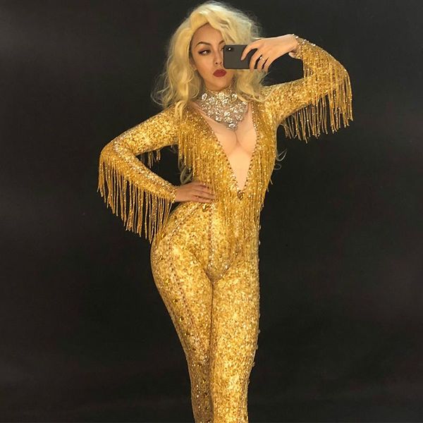 women's jumpsuits & rompers sparkly crystals gold tassel jumpsuit nightclub bodysuit female singer evening stage wear birthday celebrat, Black;white
women's jumpsuits & rompers sparkly crystals gold tassel jumpsuit nightclub bodysuit female singer evening stage wear birthday celebrat, Black;white