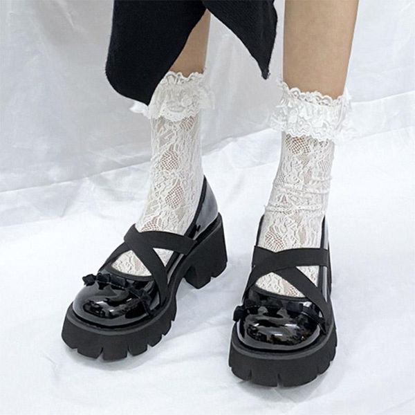 dress shoes lolita cross-tied elastic band platform mid heels thick sole women boat pumps round toe girls 9144l, Black
dress shoes lolita cross-tied elastic band platform mid heels thick sole women boat pumps round toe girls 9144l, Black