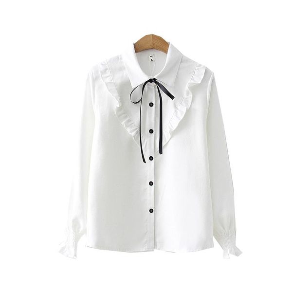 women's blouses & shirts 2021 summer women ruffles solid bow neck lantern sleeved office lady elegant outwear coat, White
women's blouses & shirts 2021 summer women ruffles solid bow neck lantern sleeved office lady elegant outwear coat, White