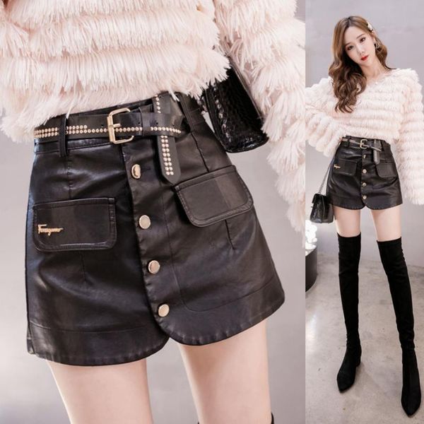 women's shorts spring and autumn breasted high-waist leather trousers skirt female fake two-piece pu shorts, hip skirt, thin, White;black
women's shorts spring and autumn breasted high-waist leather trousers skirt female fake two-piece pu shorts, hip skirt, thin, White;black