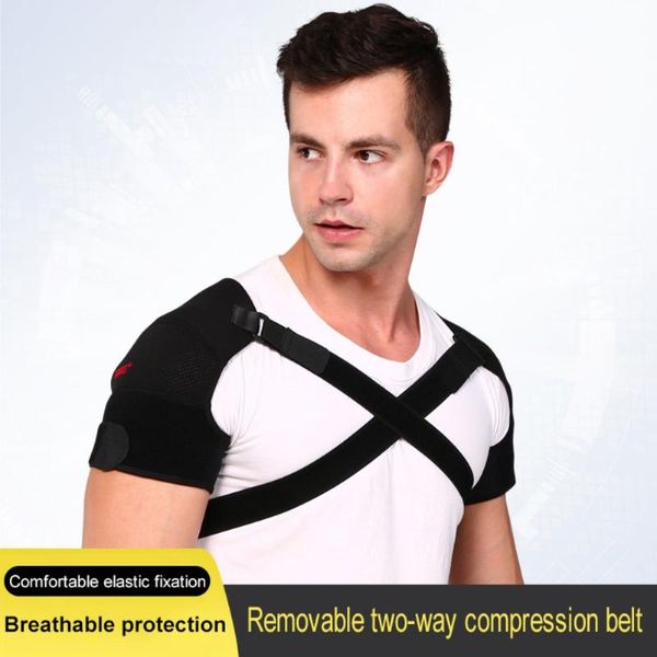 back support men women sports shoulder care brace adjustable single side guard strap wrap belt band pads protector bandage, Black;blue
back support men women sports shoulder care brace adjustable single side guard strap wrap belt band pads protector bandage, Black;blue