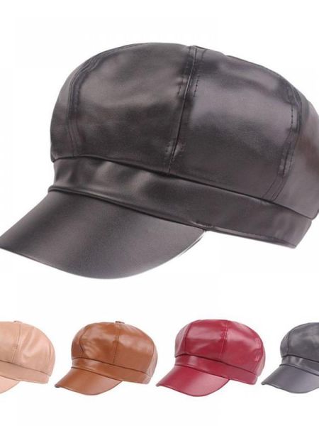 berets women's autumn and winter warm leather octagonal hat retro men women 5-color beret, Blue;gray
berets women's autumn and winter warm leather octagonal hat retro men women 5-color beret, Blue;gray