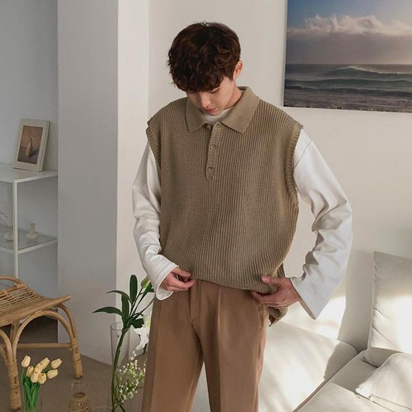 men's vests korean version of woolen vest tide autumn lapel loose knit sweater casual all-match solid color outer wear, Black;white
men's vests korean version of woolen vest tide autumn lapel loose knit sweater casual all-match solid color outer wear, Black;white