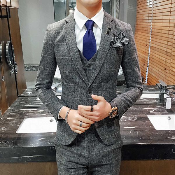 men's suits & blazers korean dark gray retro male chess suit three unique fashion pieces formal social breasted wear casual fine set sv, White;black
men's suits & blazers korean dark gray retro male chess suit three unique fashion pieces formal social breasted wear casual fine set sv, White;black