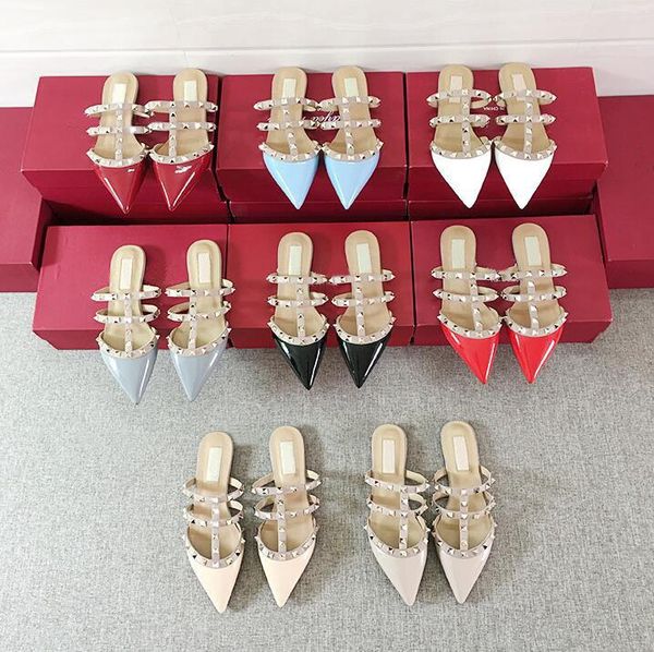 brand rivets pointed toe flat sandals lady slippers women fashion stiletto leather, Black
brand rivets pointed toe flat sandals lady slippers women fashion stiletto leather, Black