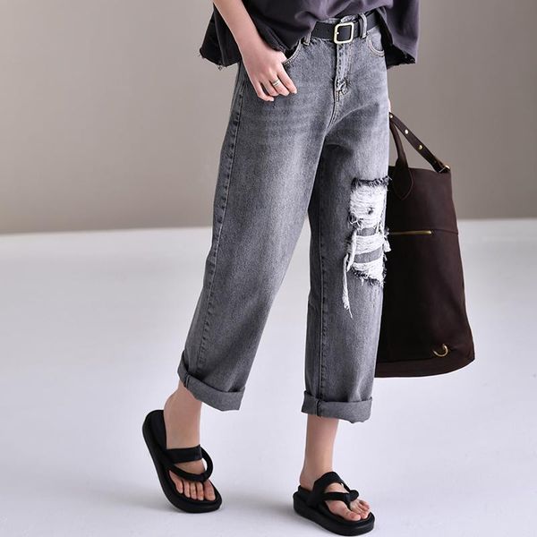 women's jeans micoco n8979 ripped design wide leg straight casual high waist, Blue
women's jeans micoco n8979 ripped design wide leg straight casual high waist, Blue