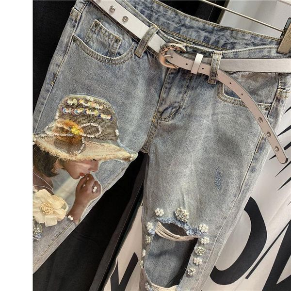 women's jeans fashion denim pants summer womens vintage diamond loose ripped hole harem beading sequins appliques, Blue
women's jeans fashion denim pants summer womens vintage diamond loose ripped hole harem beading sequins appliques, Blue