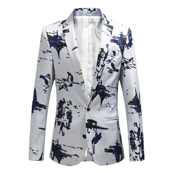 men's suits & blazers fashion suit party coat casual slim fit blazer buttons floral print painting jacket men, White;black
men's suits & blazers fashion suit party coat casual slim fit blazer buttons floral print painting jacket men, White;black