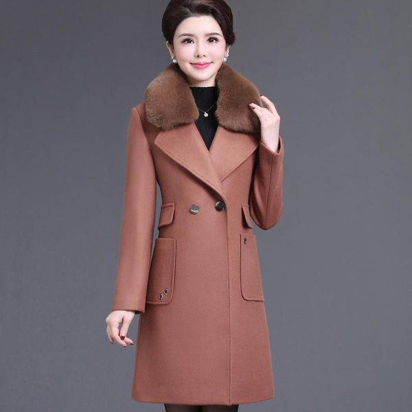 women's wool & blends winter women jacket 2021 mid-long fur collar female woolen coat high-grade large size double-breasted lady cw360, Black
women's wool & blends winter women jacket 2021 mid-long fur collar female woolen coat high-grade large size double-breasted lady cw360, Black