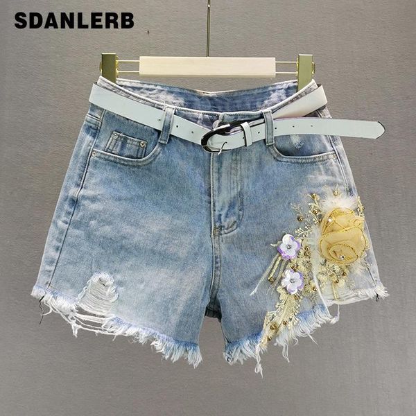 women's jeans floral shorts for women 2021 summer loose high waist embroidery rhinestone burrs denim female wide-leg, Blue
women's jeans floral shorts for women 2021 summer loose high waist embroidery rhinestone burrs denim female wide-leg, Blue