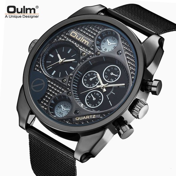 watch oulm large dial men's quartz leisure two travel time steel mesh belt brand, Slivery;brown
watch oulm large dial men's quartz leisure two travel time steel mesh belt brand, Slivery;brown