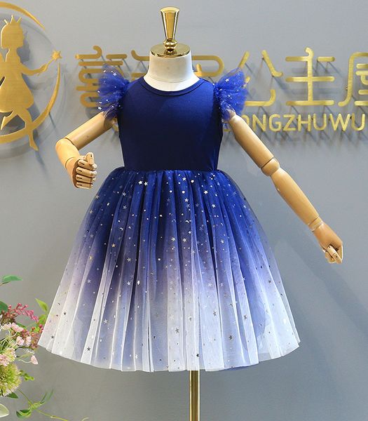 girls summer dress 2022 new starry sky sequin princess party dress flying sleeve children clothing for girls, Red;yellow
girls summer dress 2022 new starry sky sequin princess party dress flying sleeve children clothing for girls, Red;yellow